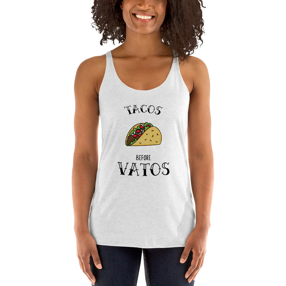 Vatos Before Tacos Racerback Tank
