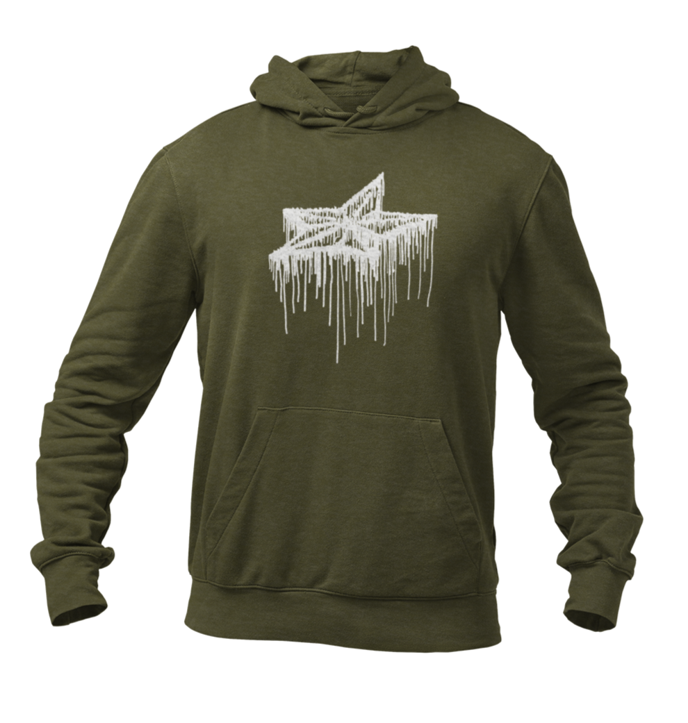 DressComfy Exclusive Drip Star Olive Hoodie