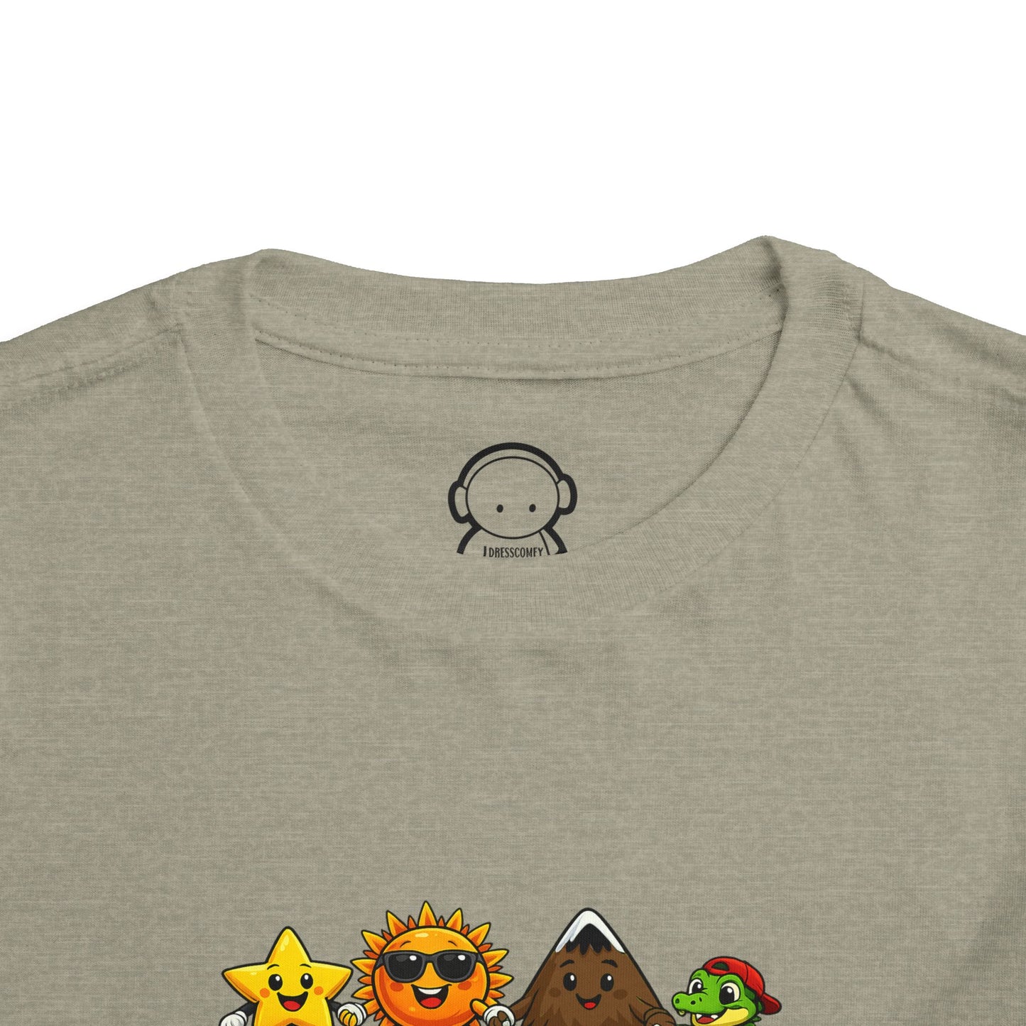 Toddler Tee — Cute Cartoon Star, Sun, Triangle & Frog Characters