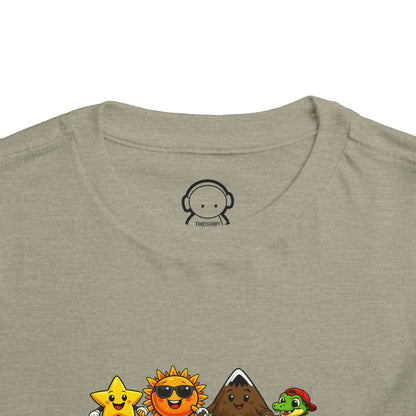 Toddler Tee — Cute Cartoon Star, Sun, Triangle & Frog Characters