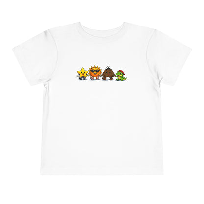 Toddler Tee — Cute Cartoon Star, Sun, Triangle & Frog Characters