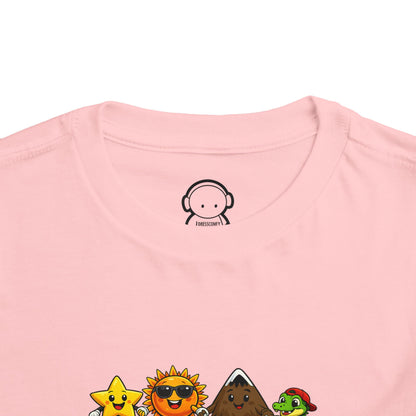 Toddler Tee — Cute Cartoon Star, Sun, Triangle & Frog Characters
