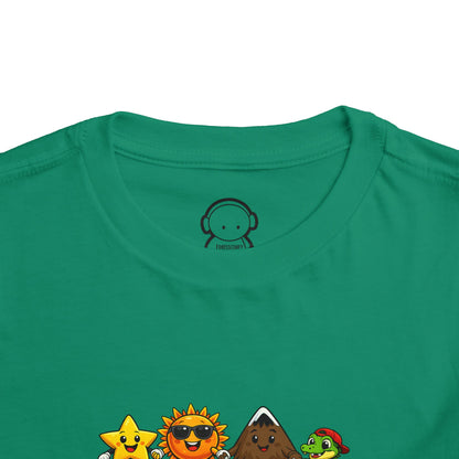 Toddler Tee — Cute Cartoon Star, Sun, Triangle & Frog Characters