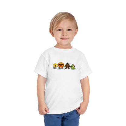 Toddler Tee — Cute Cartoon Star, Sun, Triangle & Frog Characters