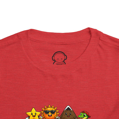 Toddler Tee — Cute Cartoon Star, Sun, Triangle & Frog Characters