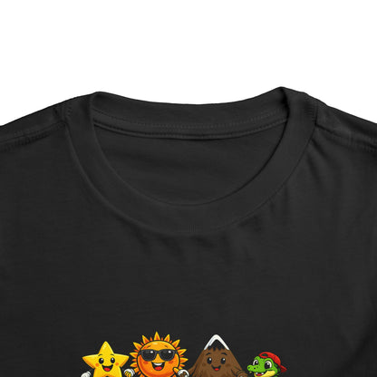 Toddler Tee — Cute Cartoon Star, Sun, Triangle & Frog Characters