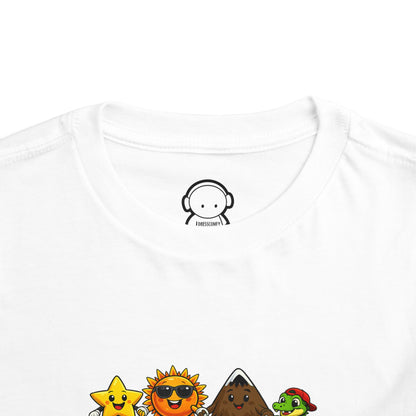 Toddler Tee — Cute Cartoon Star, Sun, Triangle & Frog Characters