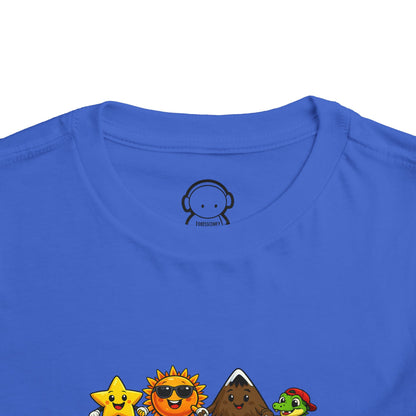 Toddler Tee — Cute Cartoon Star, Sun, Triangle & Frog Characters