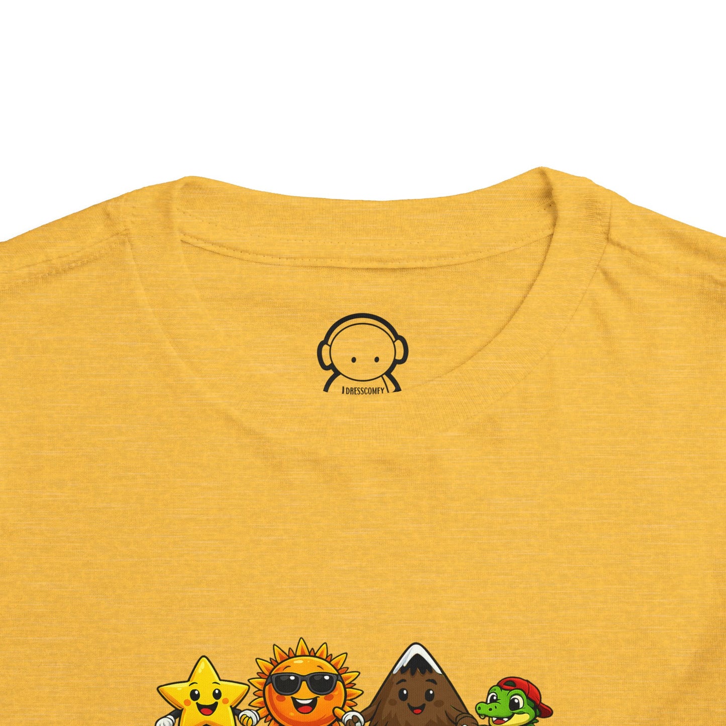 Toddler Tee — Cute Cartoon Star, Sun, Triangle & Frog Characters