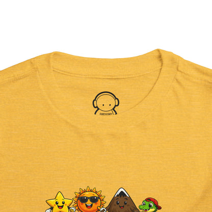 Toddler Tee — Cute Cartoon Star, Sun, Triangle & Frog Characters